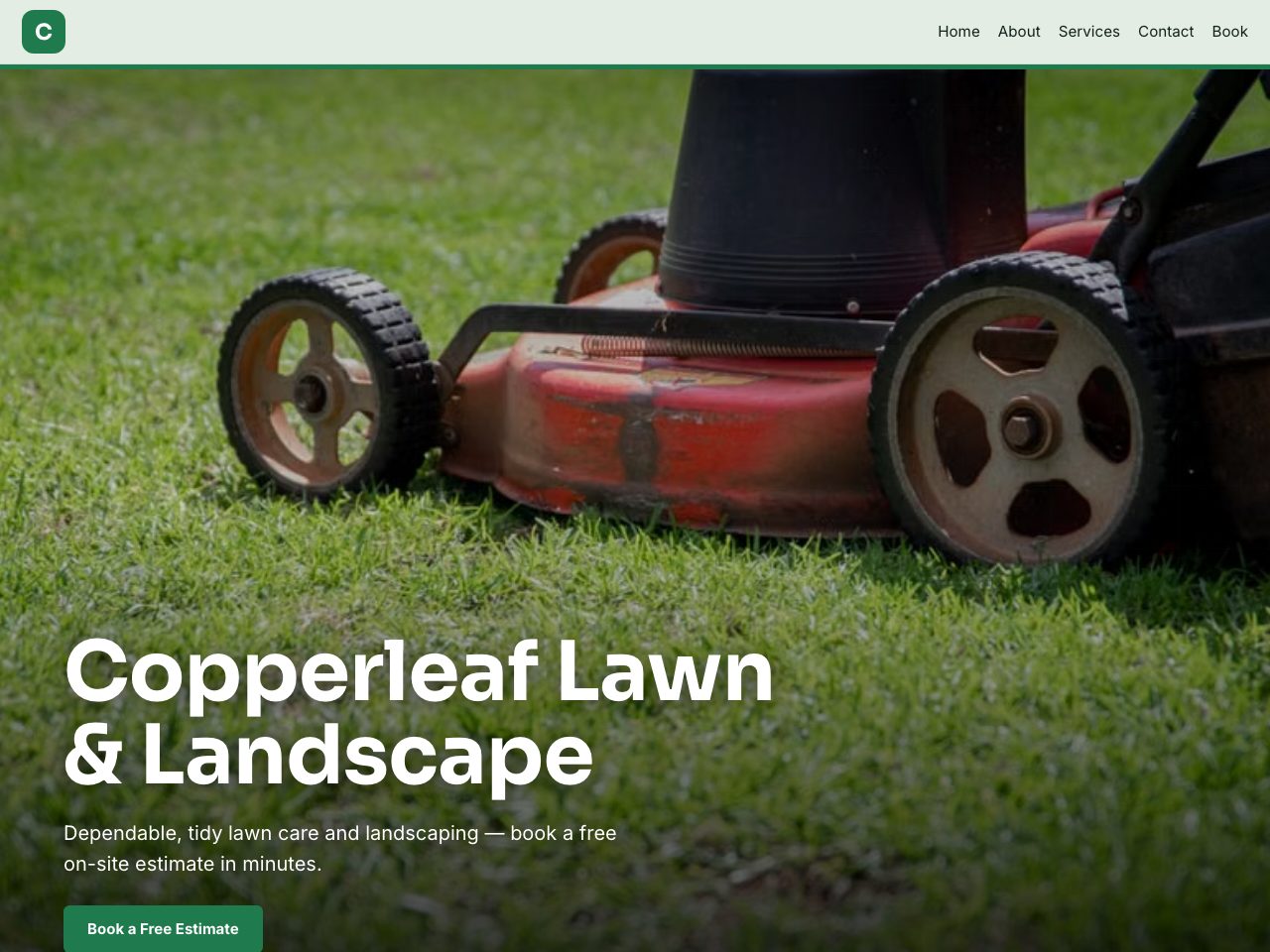 Copperleaf Lawn & Landscape — a real lawn and landscaping business site built by the AI