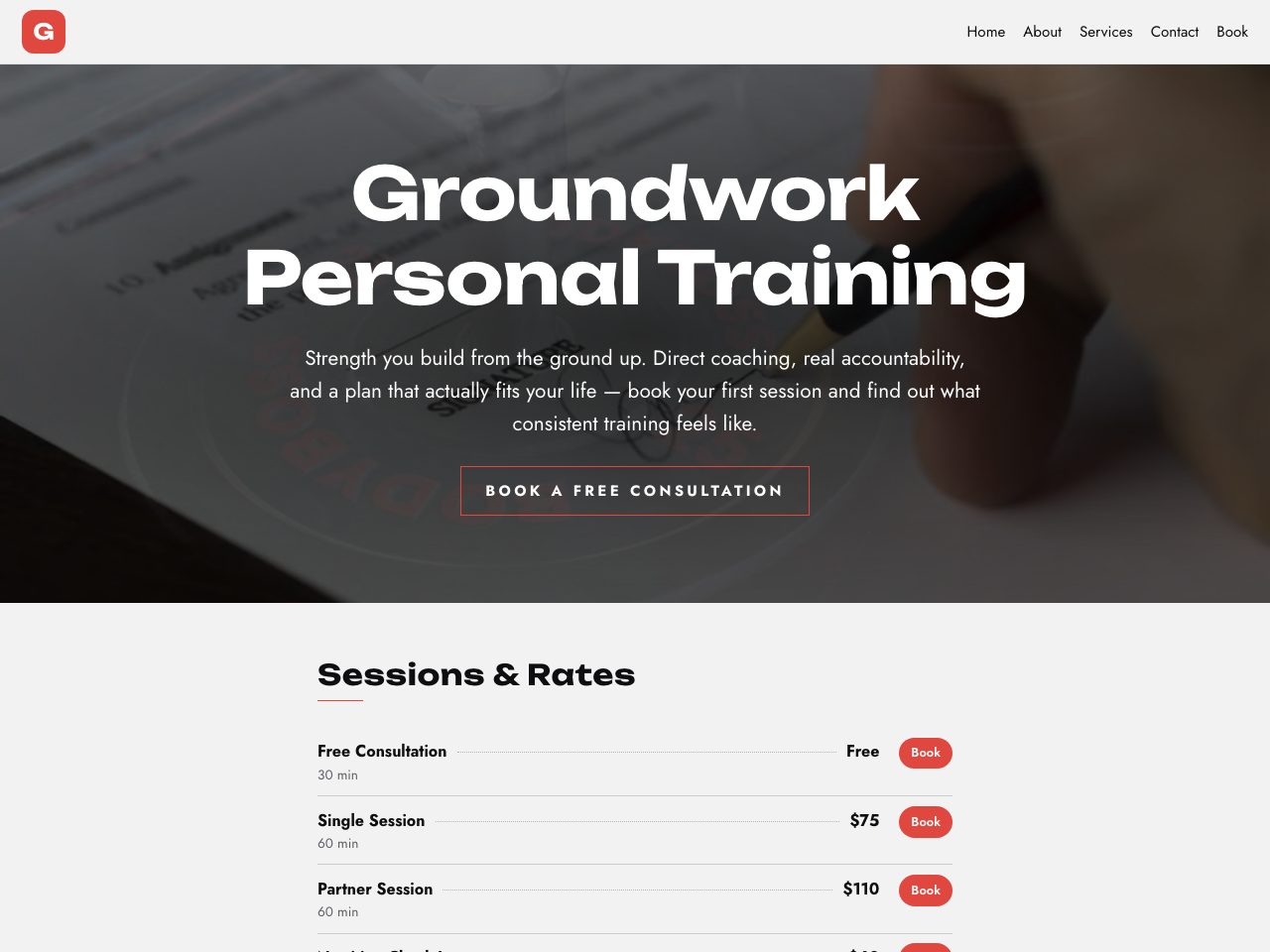 Groundwork Personal Training — a real personal training business site built by the AI