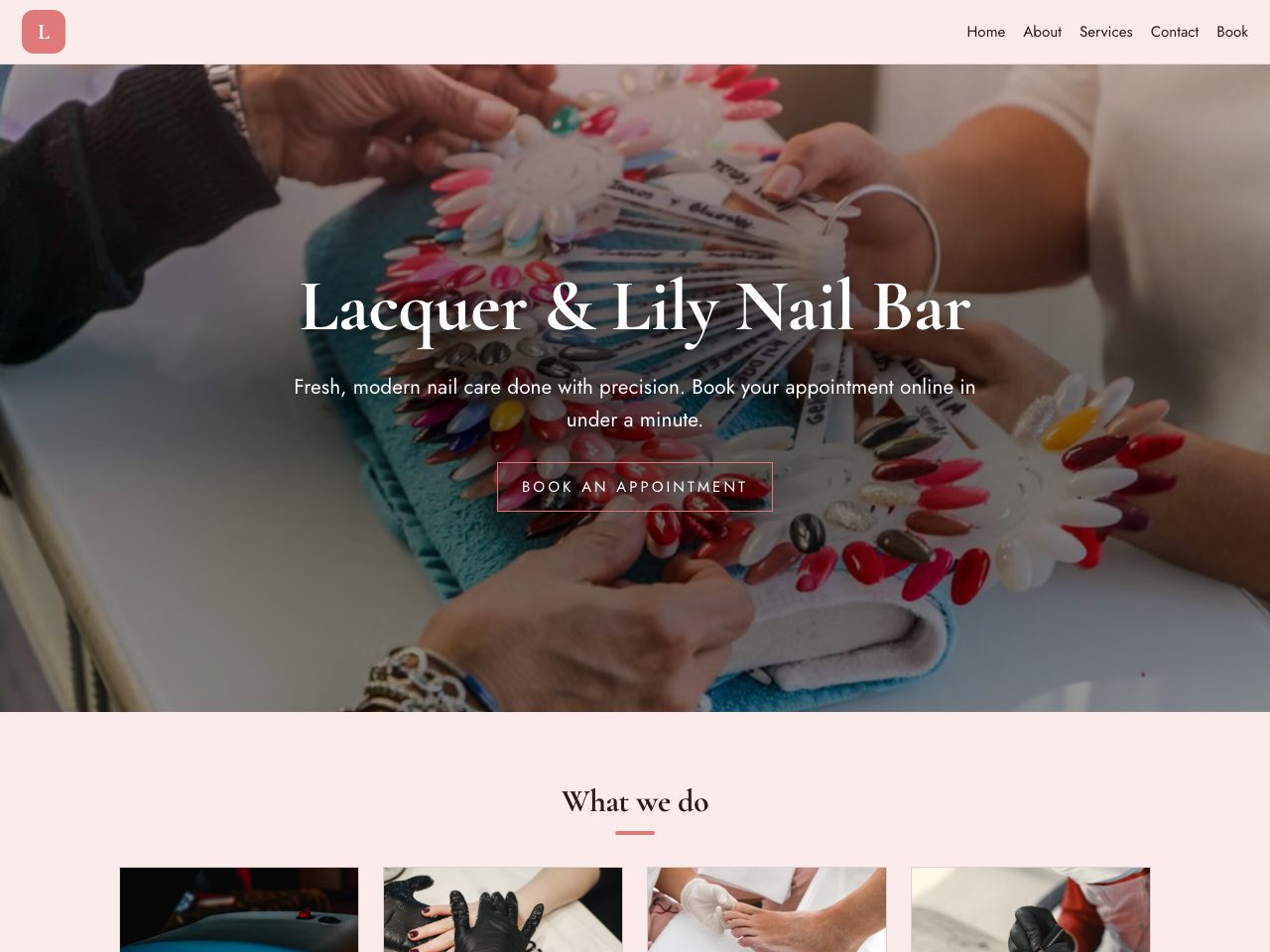 Lacquer & Lily Nail Bar — a real nail salon site built by the AI